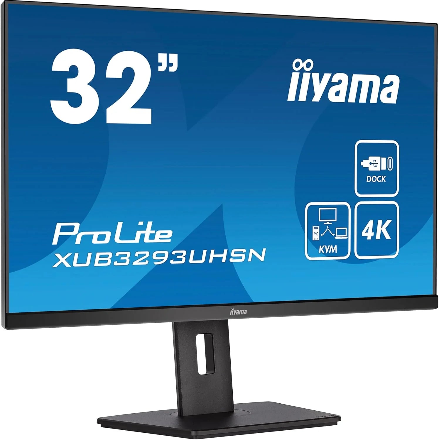 iiyama Prolite XUB3293UHSN-B5 80 cm 31,5 IPS LED monitor 4K UHD HDMI DP USB3.0 USB-C 65 W LAN przełącznik KVM Slim-Line regulacja wysokości, czarny