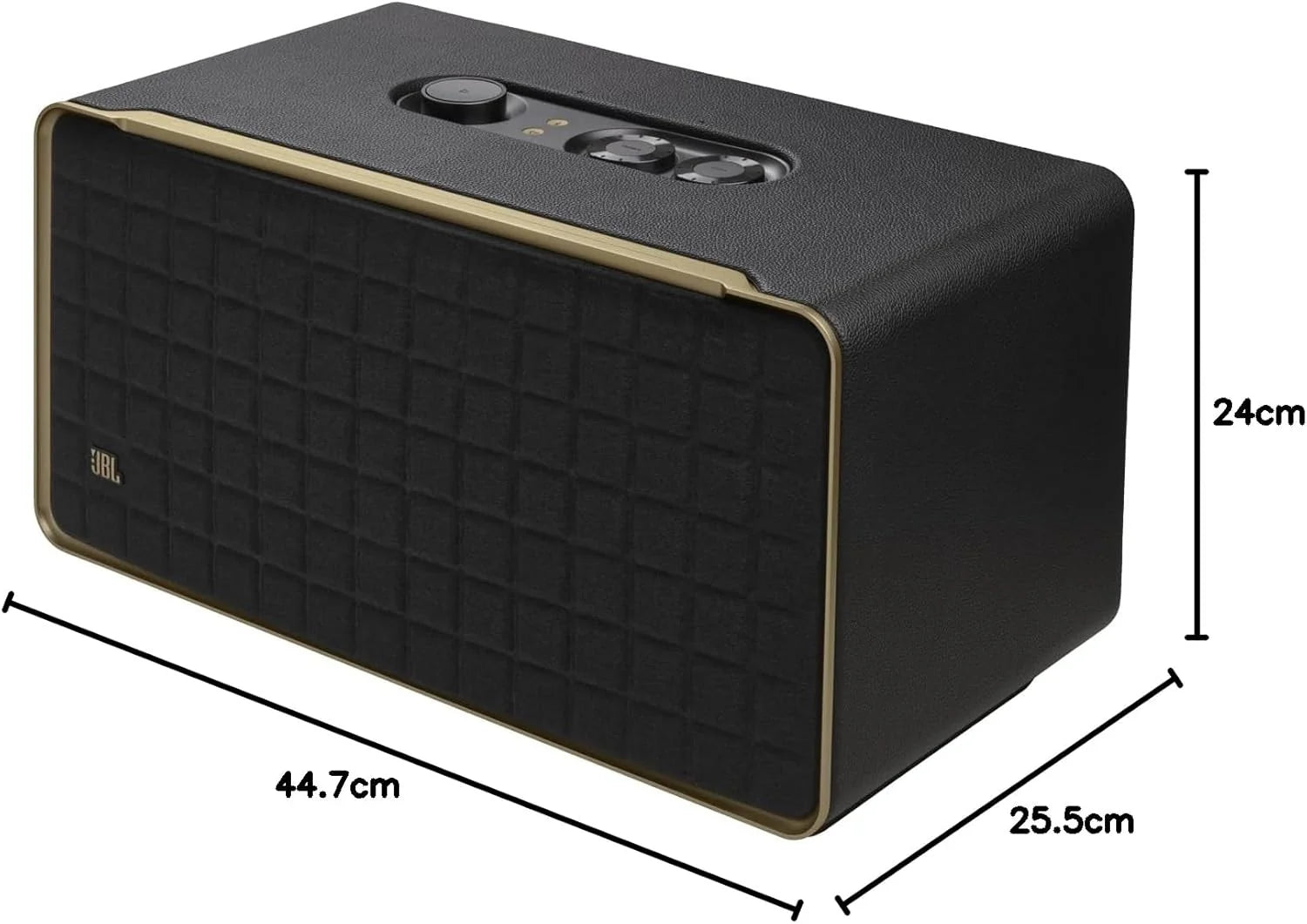 JBL Authentics 300, Głośnik Bezprzewodowy, 8h Odtwarzania, z Wbudowanym Wi-Fi, Bluetooth, Dźwiękiem Stereo i Mocnym Basem, Kompatybilny z Alexa i Google Home, w Stylu Retro