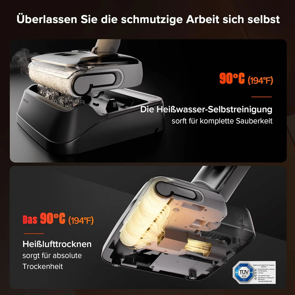 roborock F25 Ace Pro Odkurzacz 25 000 Pa, technologia Jetfoaming do trudnych plam, wałek zapobiegający plątaniu się sierści zwierząt, płaska konstrukcja 180°, samooczyszczanie w wysokiej temperaturze
