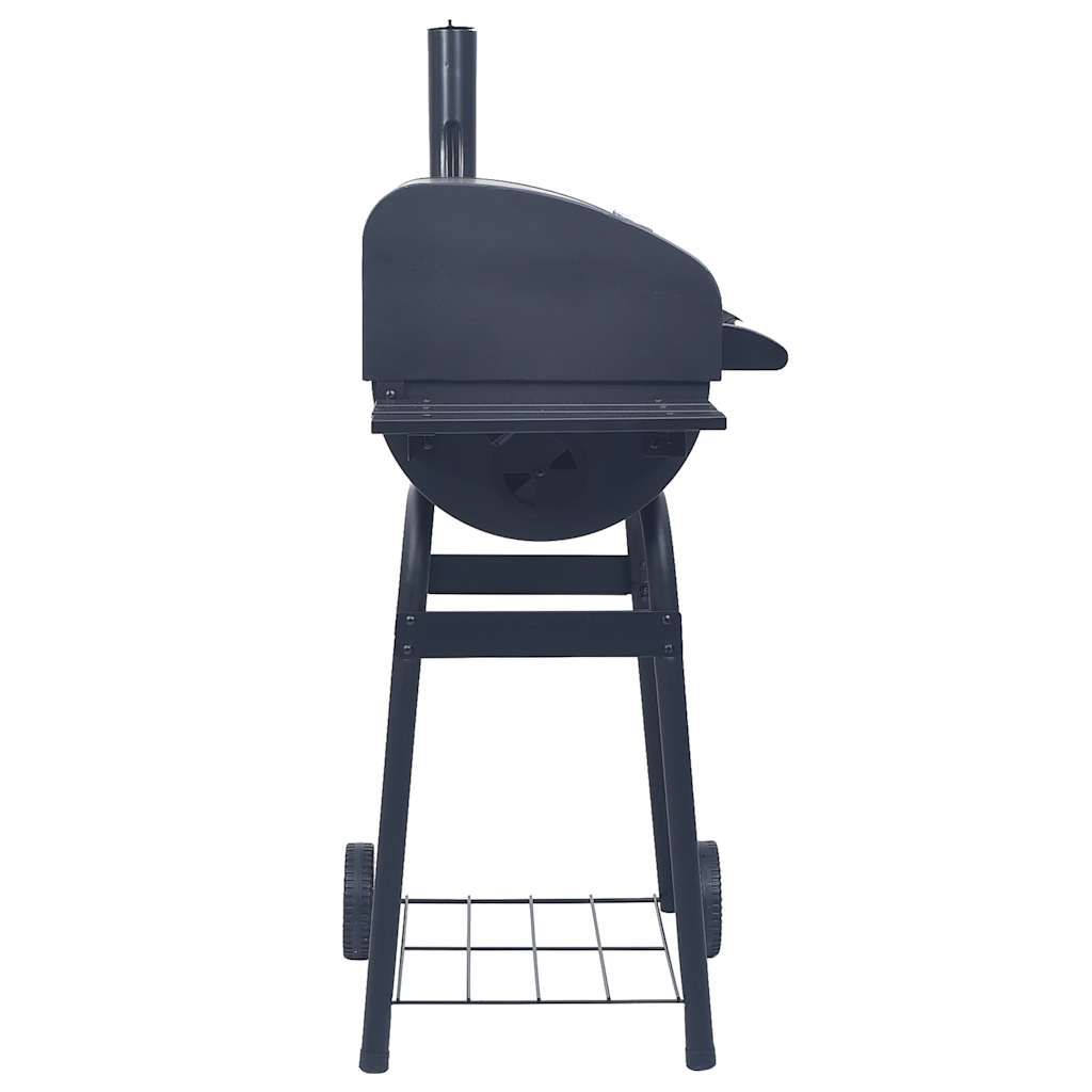 Czarny grill węglowy z wędzarnią i dolną półką vidaxl