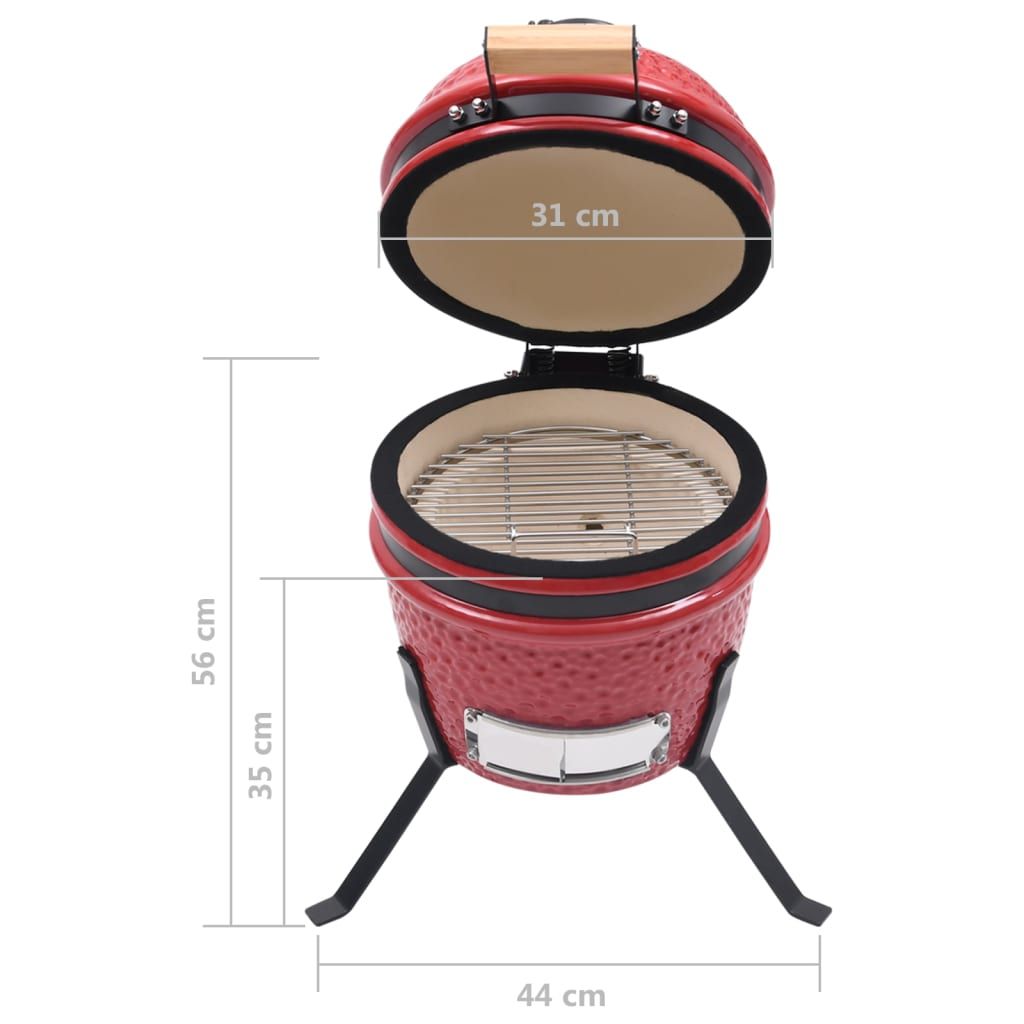 2 w 1 ceramiczny grill wędzarniczy Kamado czerwony 56 cm vidaxl