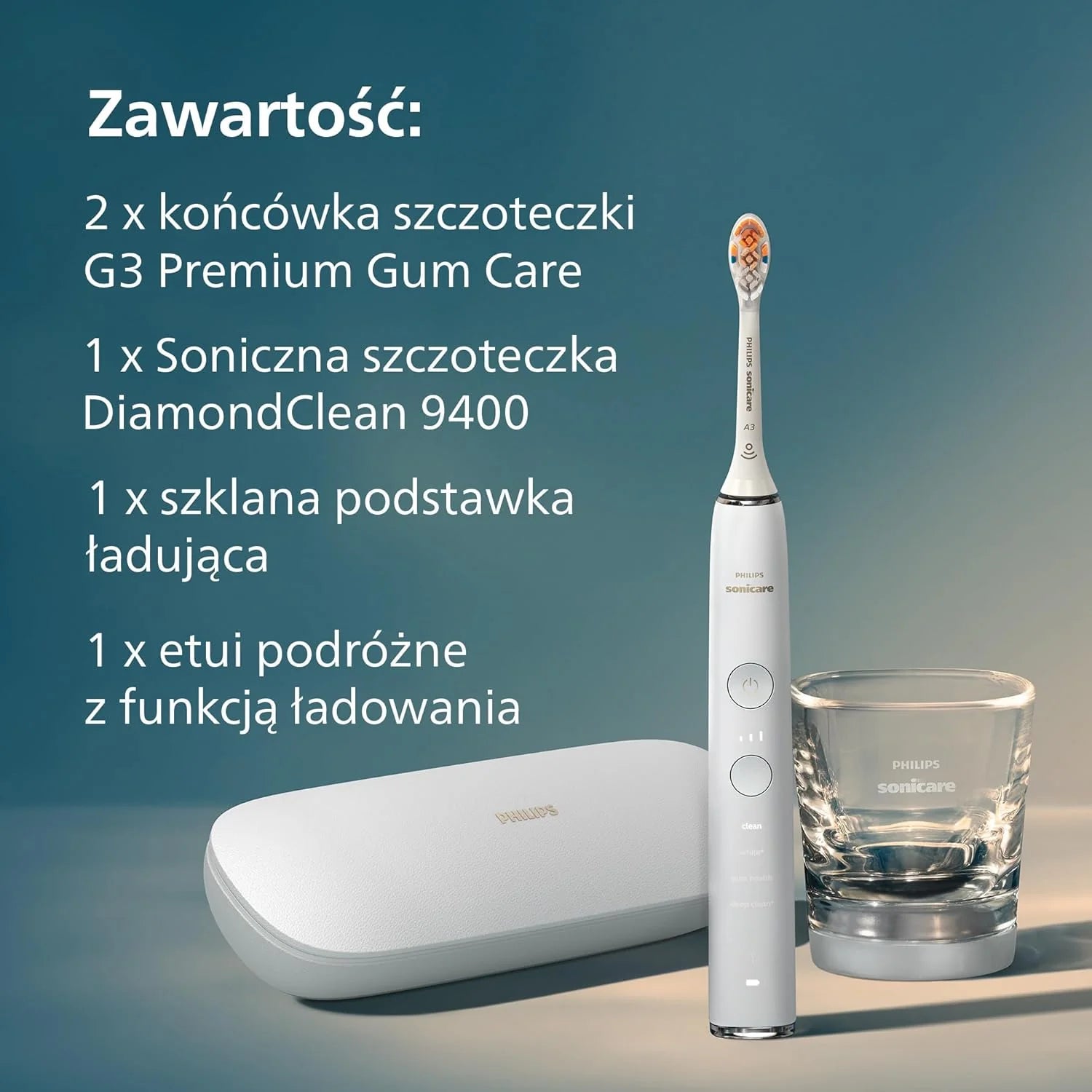 Elektryczna szczoteczka Philips Sonicare DiamondClean Smart 9400, soniczna szczoteczka do zębów z aplikacją, czujnik nacisku, 4 tryby szczotkowania i 3 poziomy intensywności, kolor czarny, HX9918/89