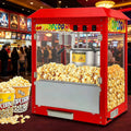 Komercyjna maszyna do popcornu z czajnikiem 10 uncji i podgrzewaną lampką, nablatowa maszyna do popcornu o mocy 1400 W do domu, teatru i firmy, w stylu filmowym z 3-przełącznikami Flat-top