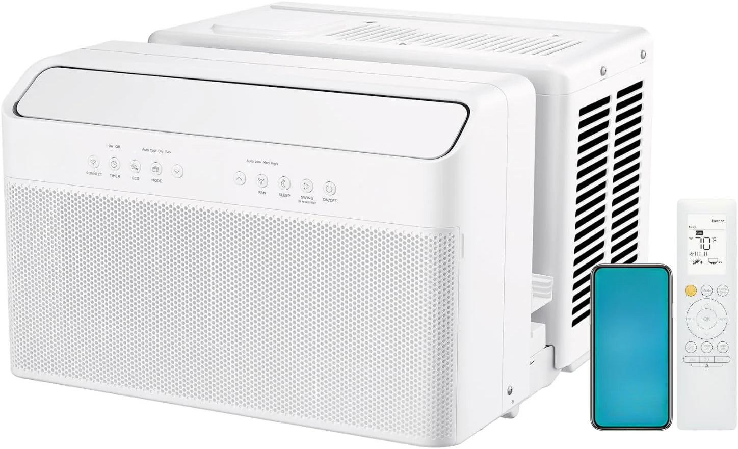 8,000 BTU U-Shaped Smart Inverter Air Conditioner �� Cools up to 350 Sq. Ft., Ultra Quiet with Open Window Flexibility, Compatible with Alexa, 35% Energy Savings, Remote Control