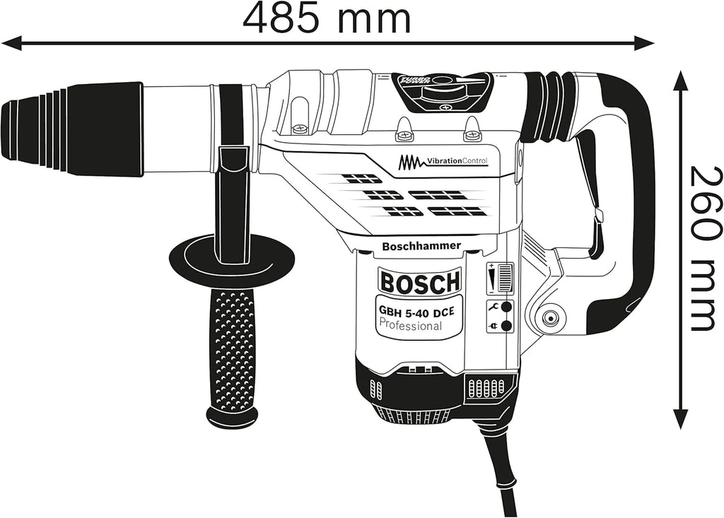Bosch Professional: młot udarowo-obrotowy GBH 5-40 DCE (1 150 W, uchwyt SDS max, nominalna prędkość obrotowa 165 – 330 min-1, walizka)