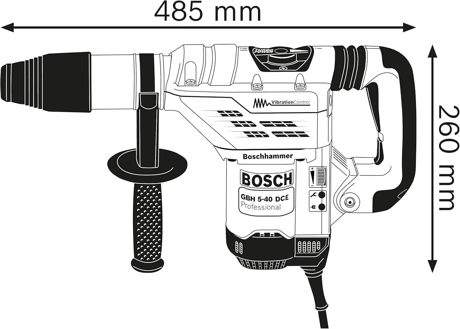 Bosch Professional: młot udarowo-obrotowy GBH 5-40 DCE (1 150 W, uchwyt SDS max, nominalna prędkość obrotowa 165 – 330 min-1, walizka)