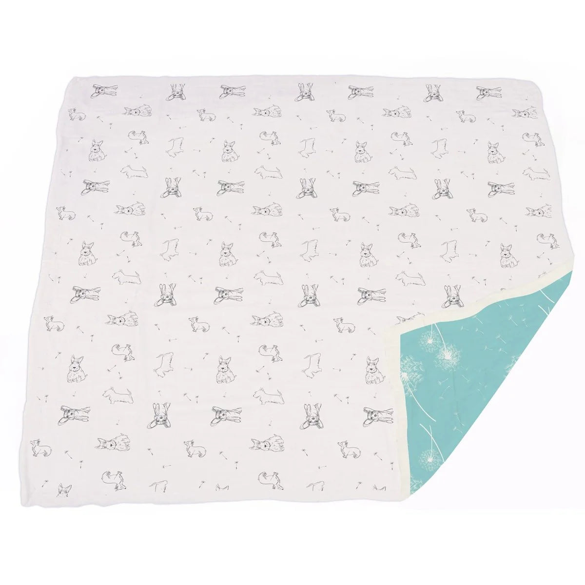Corgi and Dandelion Seeds Bamboo Muslin Blanket