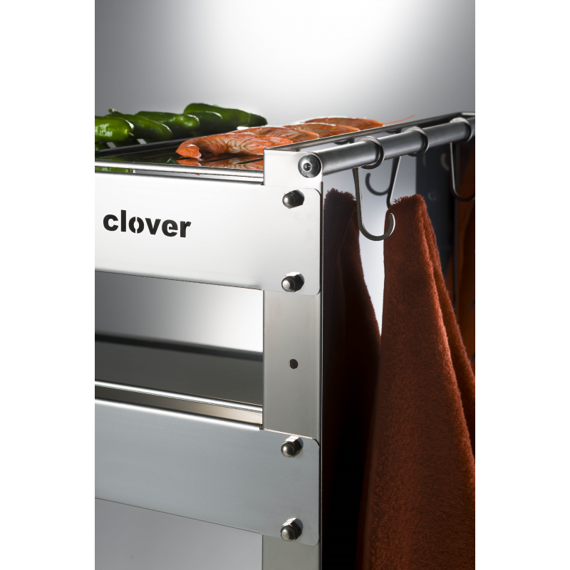 Grill węglowy Clover z kółkami ze stali nierdzewnej,