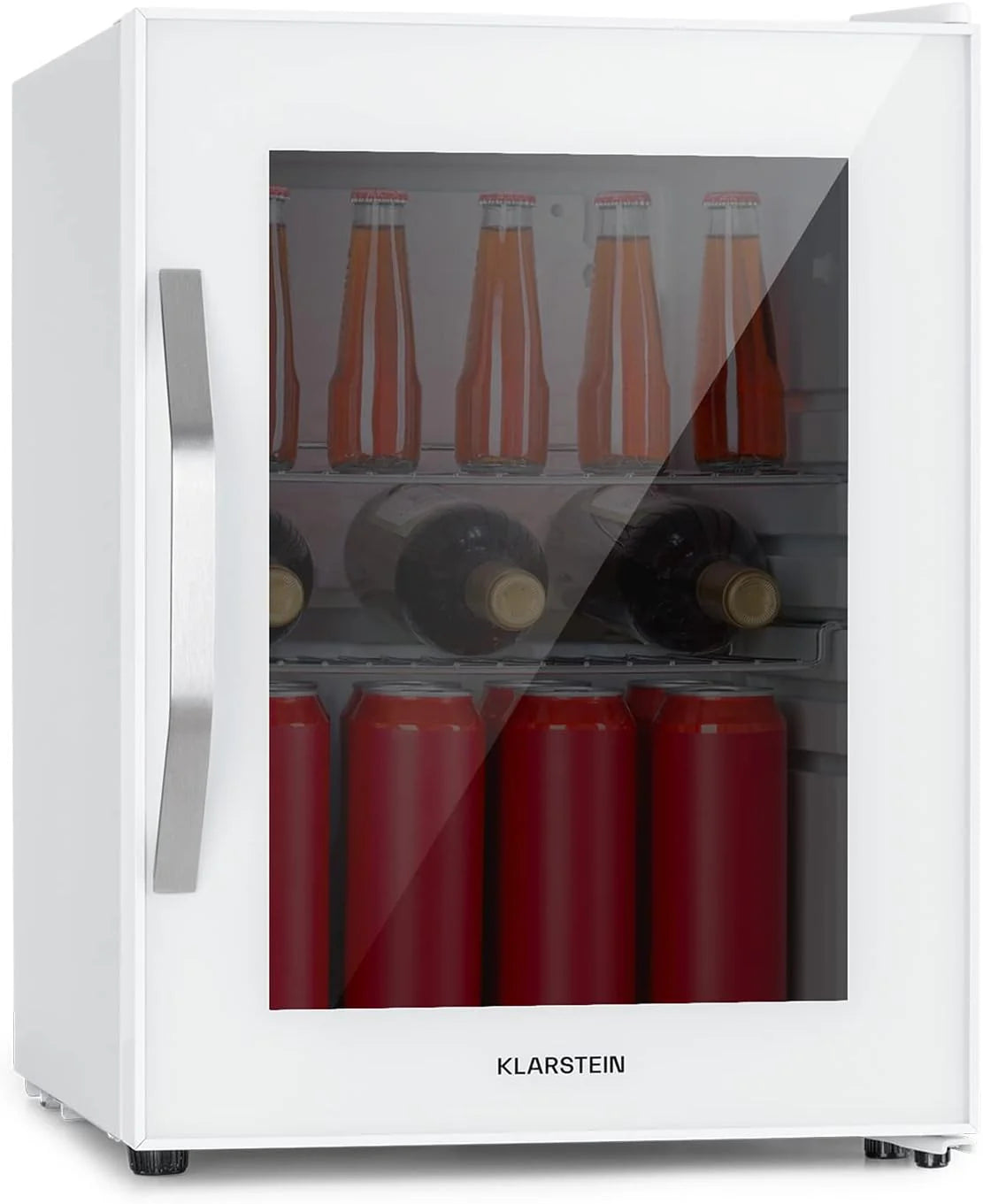 Klarstein Beersafe Quartz White lodówka na piwo, lodówka na napoje ze szklanymi drzwiczkami, lodówka, lodówka na butelki o pojemności 80 litrów