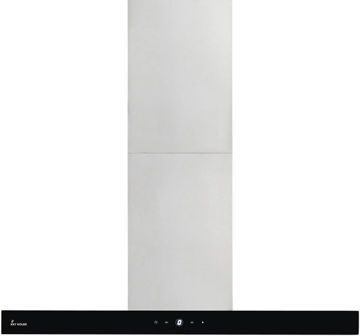 KKT KOLBE Okap kuchenny 90 cm, stal nierdzewna, czarne szkło, aplikacja Smart WiFi, funkcja automatycznego dopływu, obsługa SensorTouch, Delta-Insel-HC