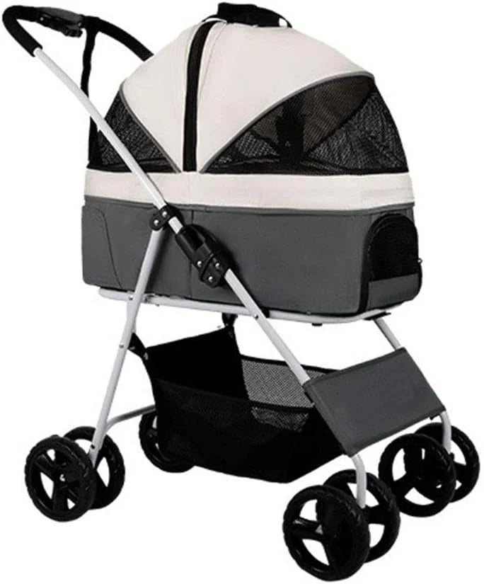 Premium Pet Stroller Cat Dog Wózki dla średnich psów, składany wózek dla kota dla 2 kotów Wózki dla psów Wózki dla małych psów Oddychający wózek dla psa Wózek buggy (kolor: jasnoszary) (ciemnoszary)