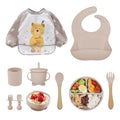 10-Piece Baby Feeding Set, Silicone Plates, Bowl, Bibs, Spoon