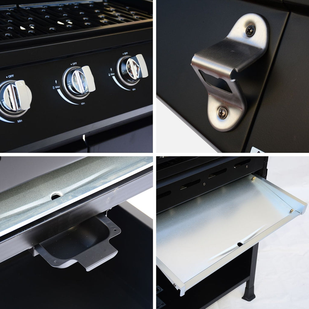 Grill gazowy Treville 4 Black - 4 palniki + 1 płyta grzewcza