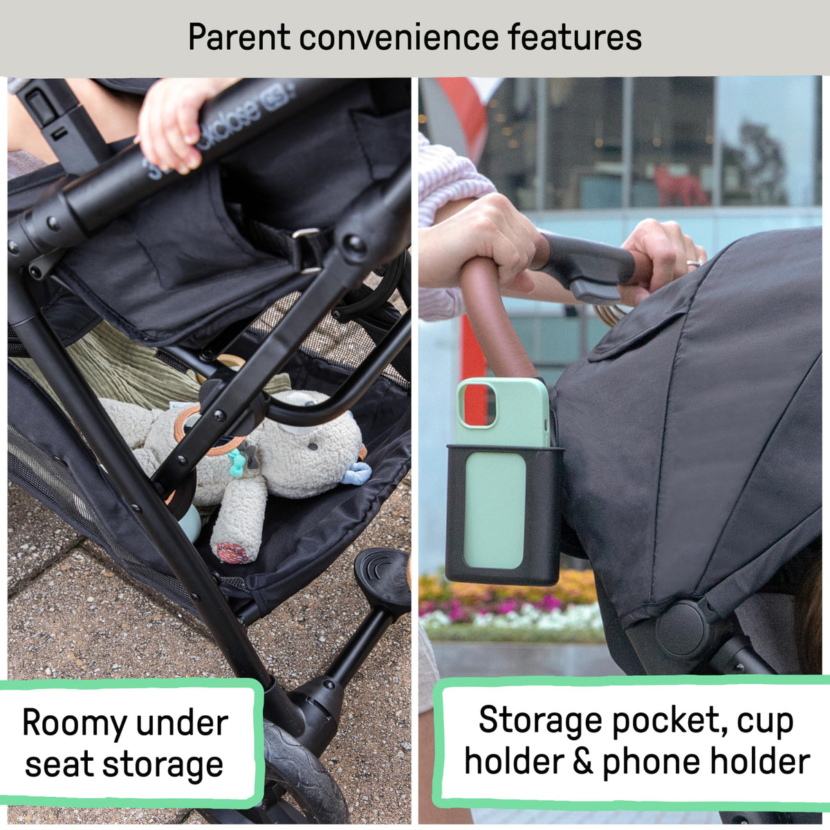 Ingenuity 3Dquickclose CS+ Compact Fold Stroller â Lightweight Stroller with Oversized Canopy, Extra-Large Storage and Compact Fold, Gray