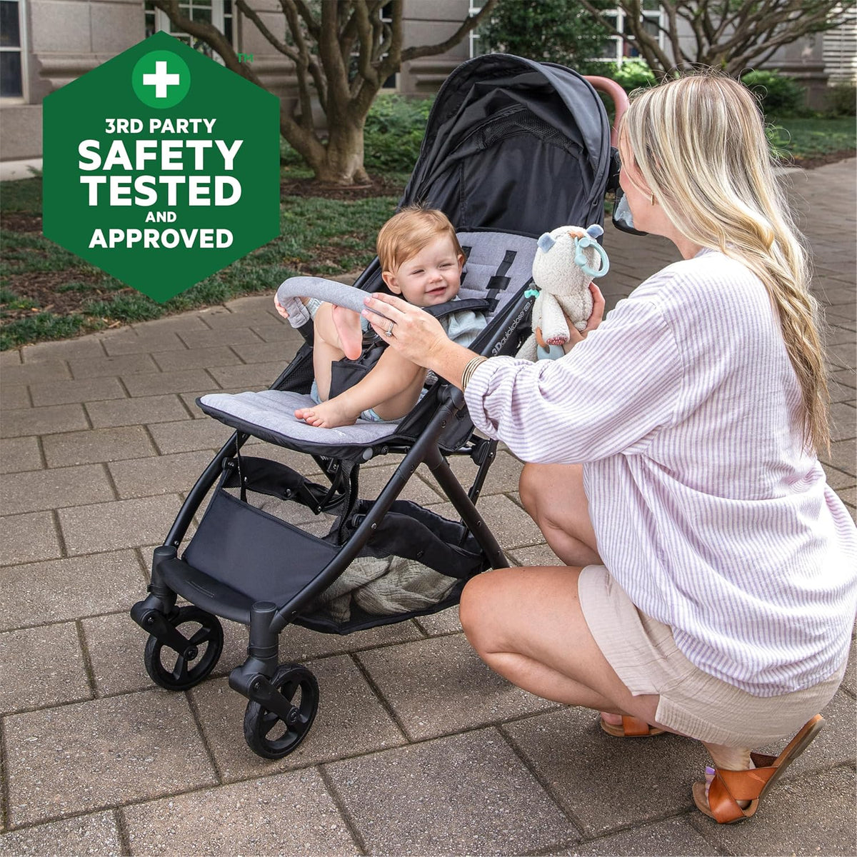 Ingenuity 3Dquickclose CS+ Compact Fold Stroller â Lightweight Stroller with Oversized Canopy, Extra-Large Storage and Compact Fold, Gray
