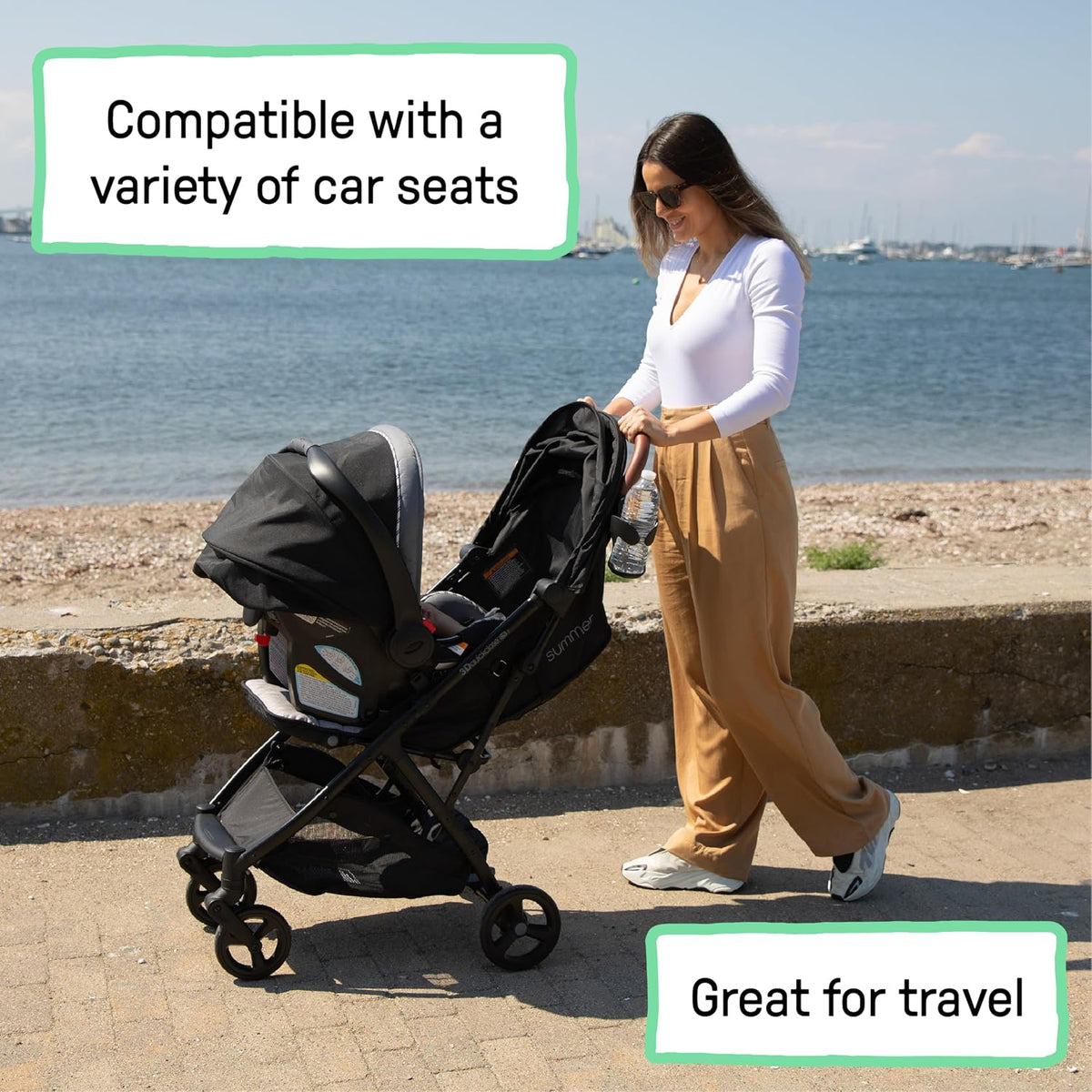 Ingenuity 3Dquickclose CS+ Compact Fold Stroller â Lightweight Stroller with Oversized Canopy, Extra-Large Storage and Compact Fold, Gray