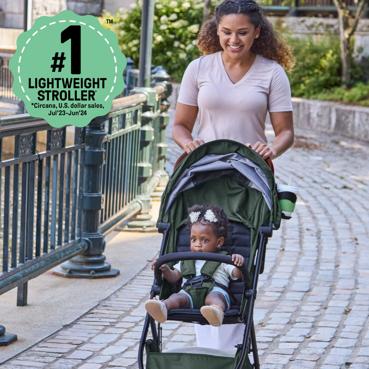 Ingenuity 3Dquickclose CS+ Compact Fold Stroller â Lightweight Stroller with Oversized Canopy, Extra-Large Storage and Compact Fold, Gray