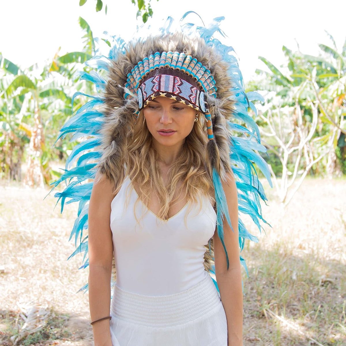 Novum Crafts Large Indian Chief Headdress - Feather War Bonnet Costume