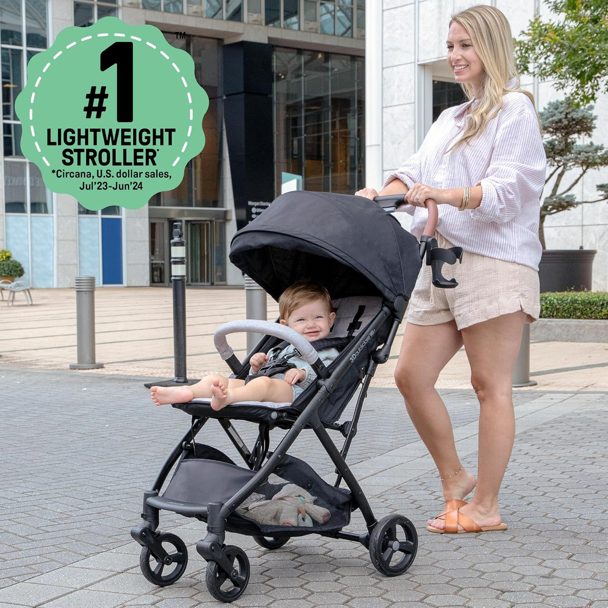 Ingenuity 3Dquickclose CS+ Compact Fold Stroller â Lightweight Stroller with Oversized Canopy, Extra-Large Storage and Compact Fold, Gray