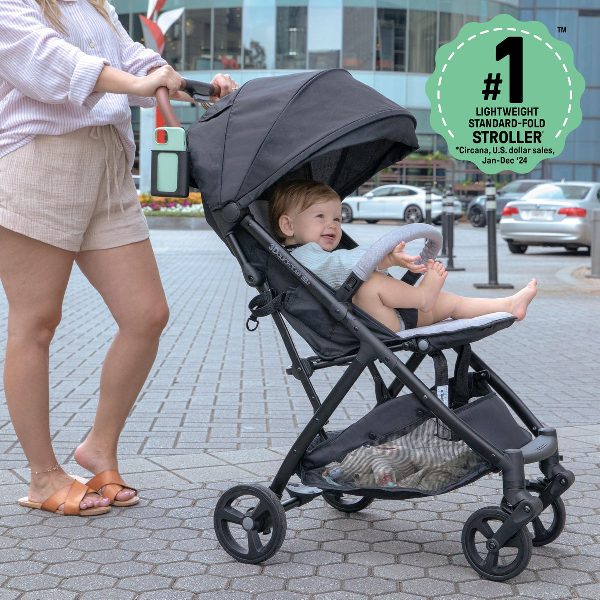 Ingenuity 3Dquickclose CS+ Compact Fold Stroller â Lightweight Stroller with Oversized Canopy, Extra-Large Storage and Compact Fold, Gray