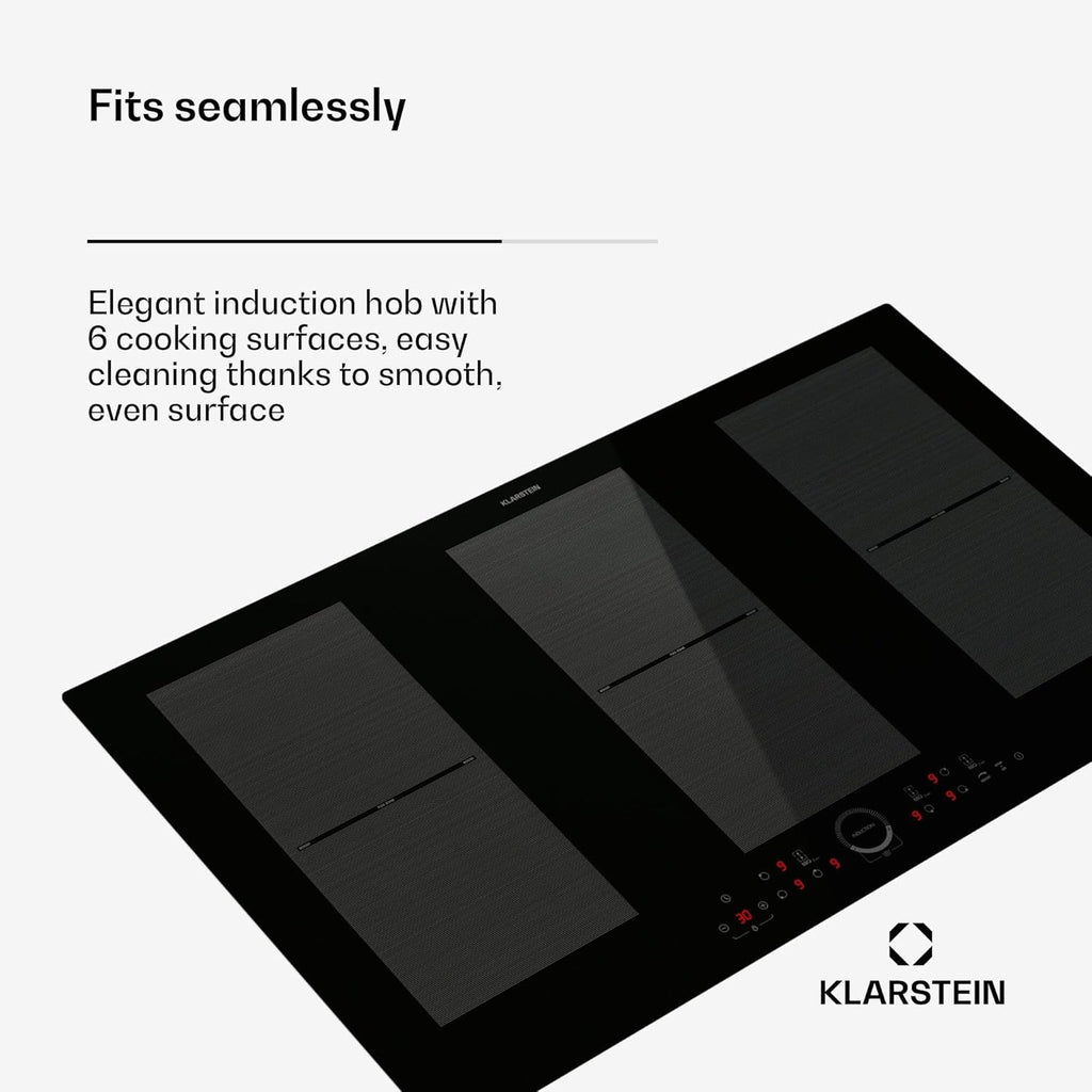 Klarstein Płyta indukcyjna, płyta kuchenna z ceramiki szklanej, 7000 W, płyta indukcyjna z 4 płytami, płyta indukcyjna do zabudowy z ekranem dotykowym i timerem, nowoczesne płyty grzewcze z