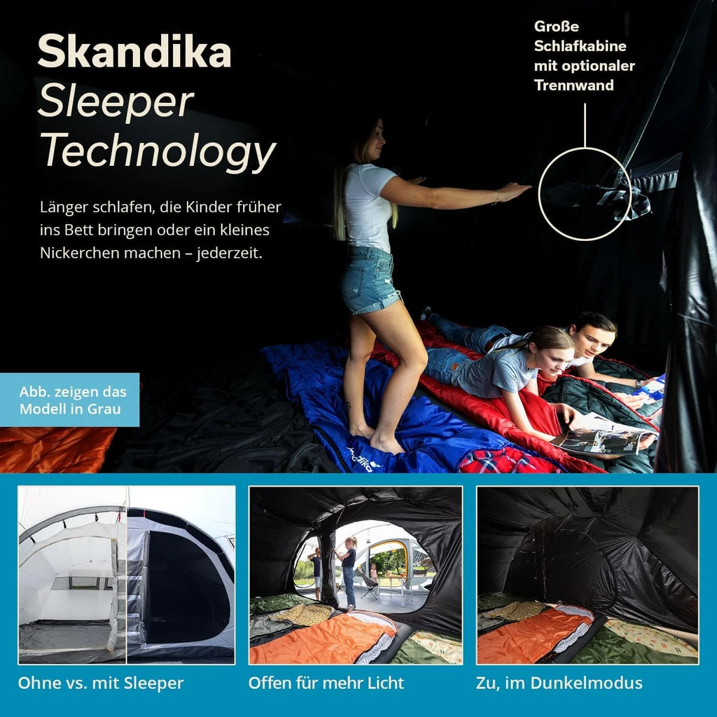 Skandika Egersund namiot tunelowy dla 3/5/7 osób, rodzinny namiot kempingowy z technologią spania, szyta mata podłogowa, wysokość 2 m, na zewnątrz, na zewnątrz
