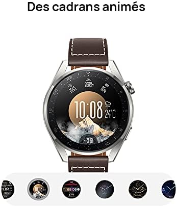 HUAWEI WATCH 3 Connected Watch 4G, Ekran dotykowy AMOLED, Ciągłe śledzenie zdrowia, Połączenia eSIM, GPS, 14 dni autonomii, współpracuje z iOS i Androidem, czarna bransoletka