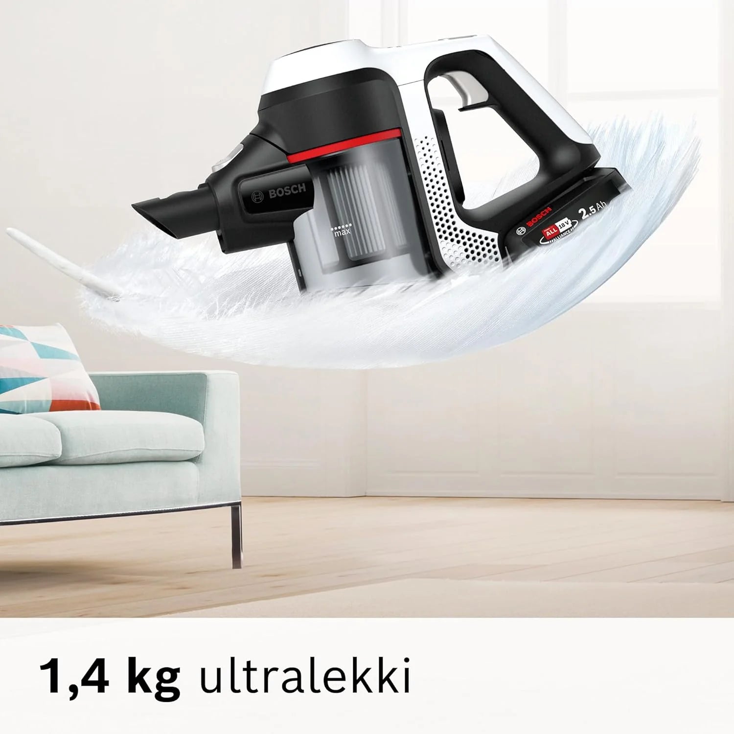 Bosch Akumulatorowy odkurzacz Unlimited seria 6 BKS6111P, bezprzewodowy odkurzacz ręczny, bezworkowy, lekki, higieniczny filtr, wysoka moc ssania, długi czas pracy, ssawka szczelinowa, wszystkie