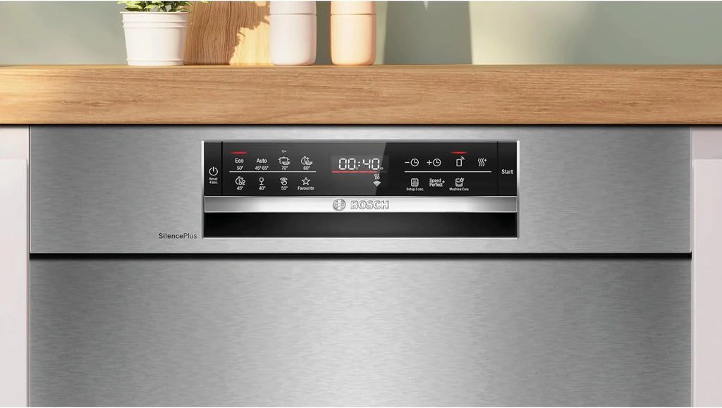 Bosch SMU6ECS12E seria 6, zmywarka do zabudowy, Home Connect, Extra Clean strefy: intensywne mycie dla najbardziej uporczywych zabrudzeń, pomoc mycia, stal, 60 cm