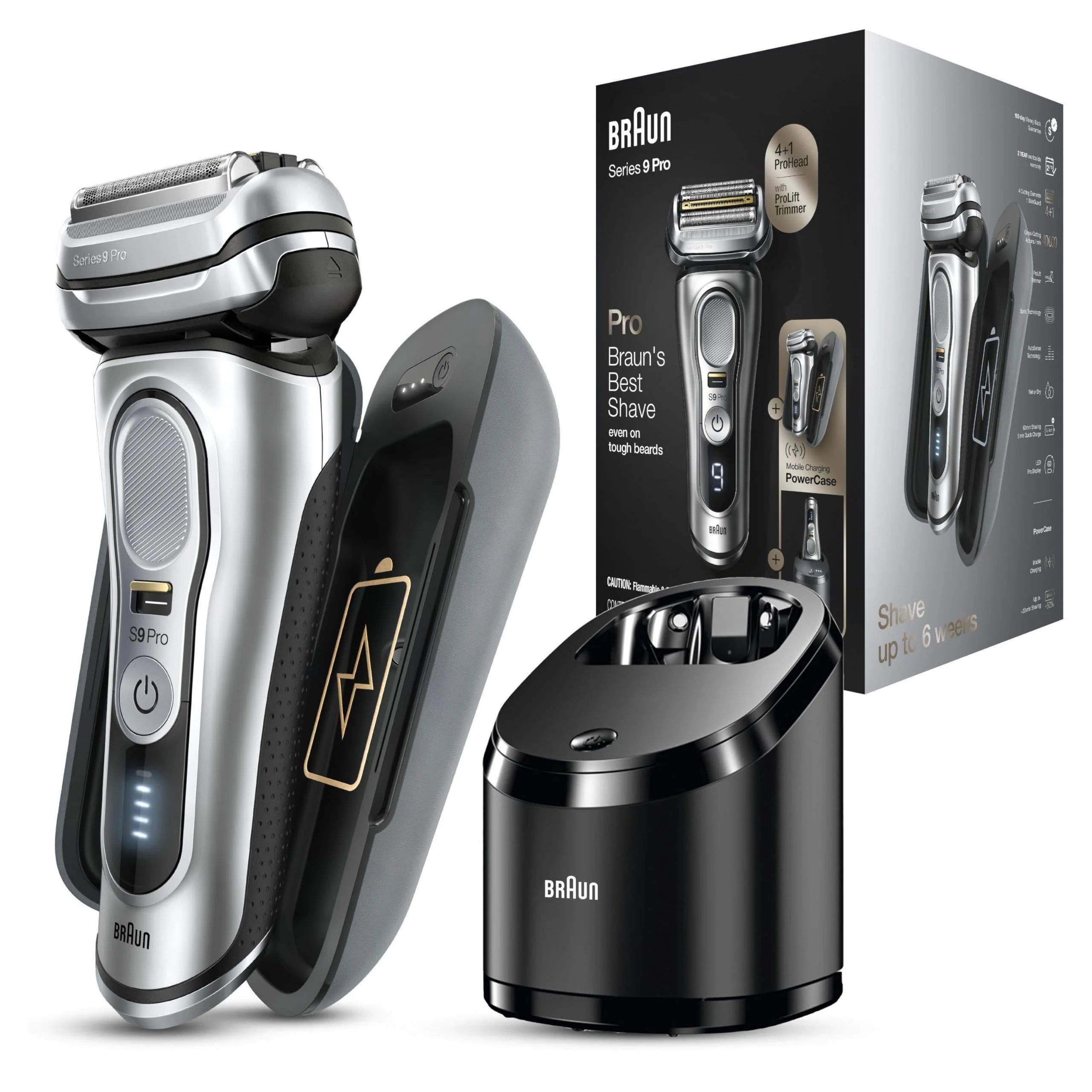 Braun Braun Series 9 Pro Golarka Męska z Głowicą Tnącą 4+1, Czarny/Srebrny, 5 ostrzy