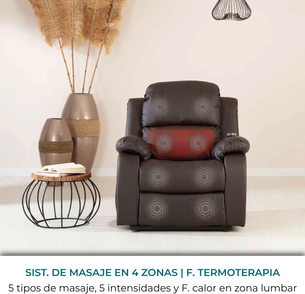 Don Descanso – rozkładany fotel masujący Trevi Black z podgrzewaniem, odchyleniem do 160°, 8 cichymi silnikami, podgrzewaniem odcinka lędźwiowego, 4-strefowym systemem masażu i wykończeniem z odpornej na pęknięcia skóry poliuretanowej [w zestawie pil