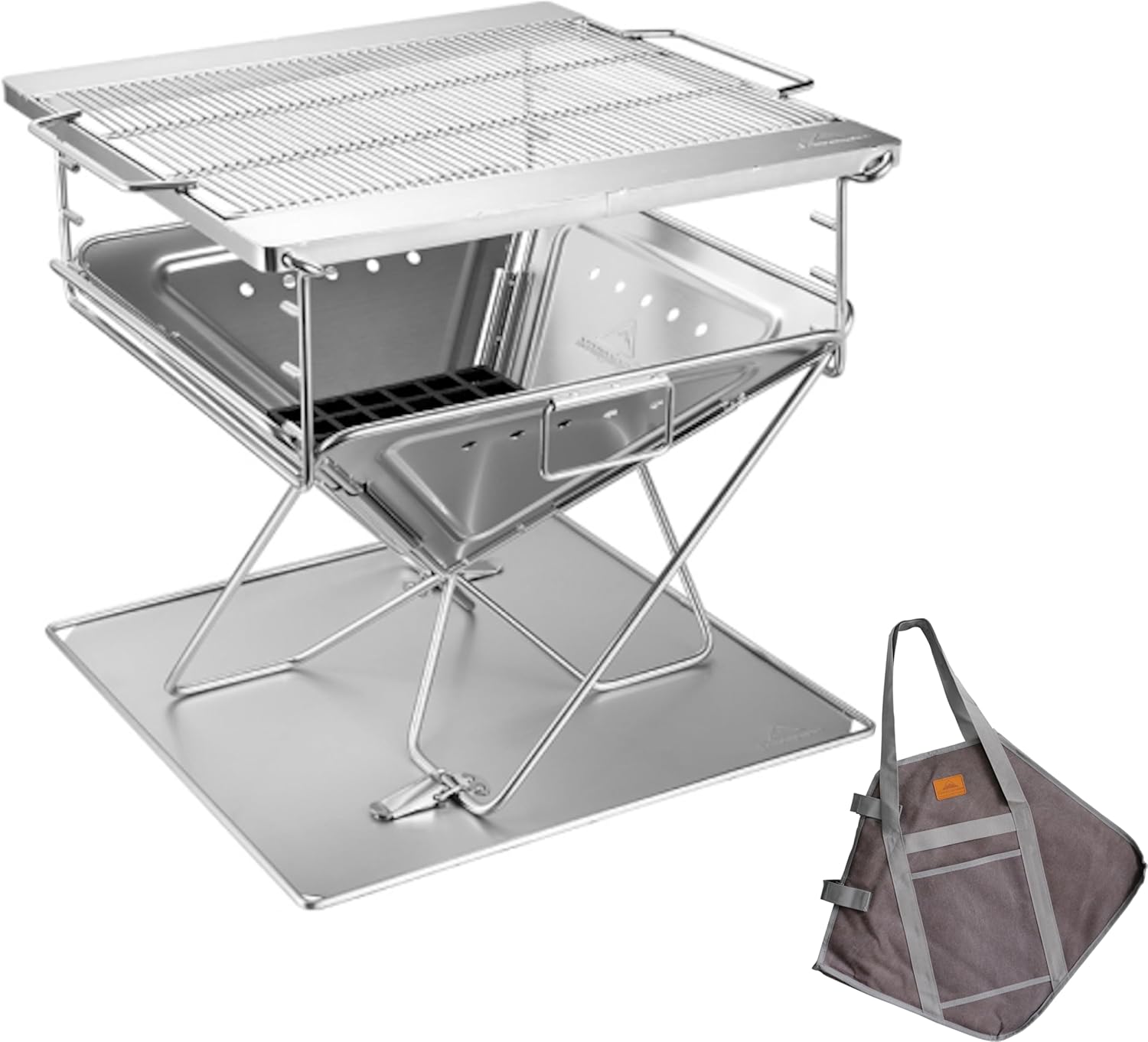 Campingmoon MT-045 grill ognisko składane ze stali nierdzewnej - duży