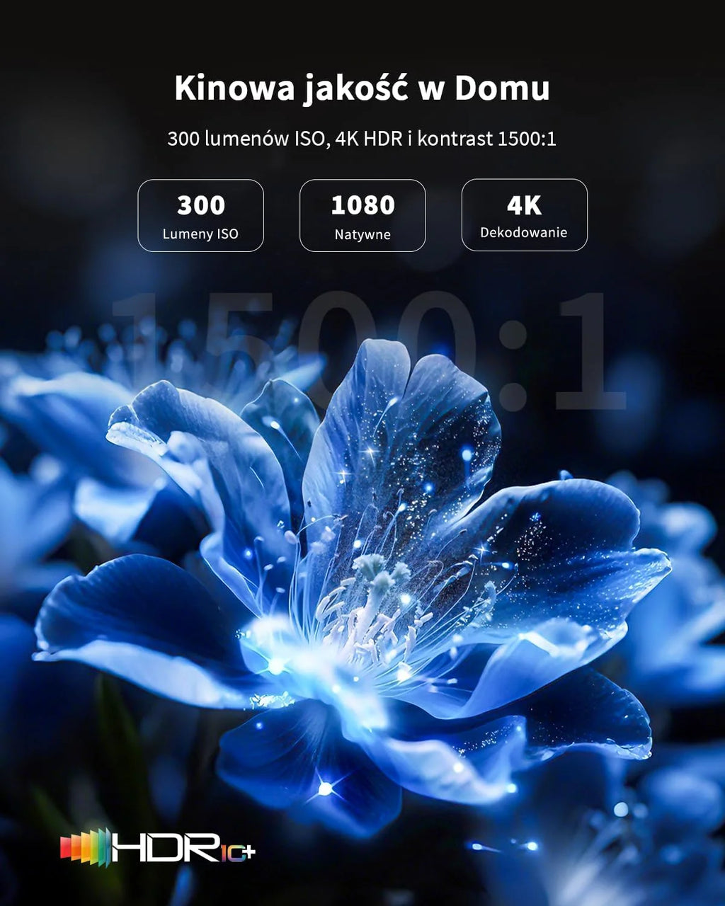 WEMAX Inteligentny Projektor Google TV 1080P Full HD, Obsługa 4K, 320 ISO Lm, MEMC Płynność na Mecze 2026, Auto Focus i Keystone, Omijanie Przeszkód, HDR10, Dolby Audio, WiFi 5G, Bluetooth