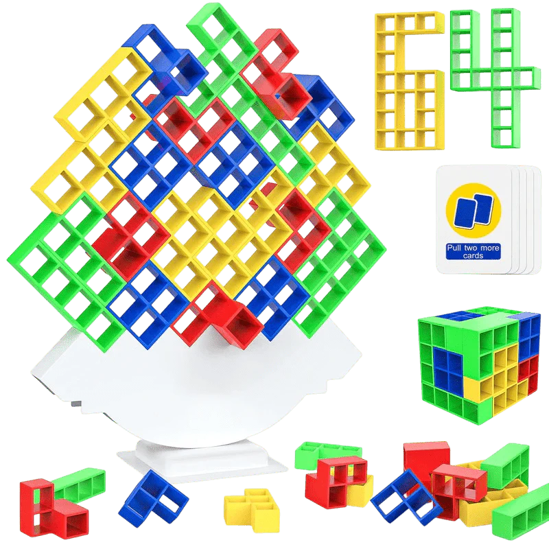 64pcs Tetris Tower Balance Game, Educational Stacking