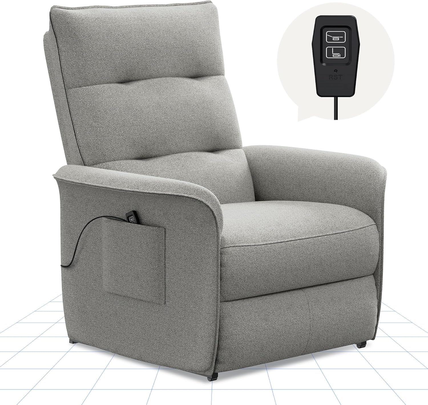 Fotel rozkładany elektrycznie FLEXISPOT z regulowanym oparciem, odchylany w zakresie od 105° do 155°, ergonomiczny fotel wypoczynkowy do sypialni, salonu i kina domowego (ciemnoszary)