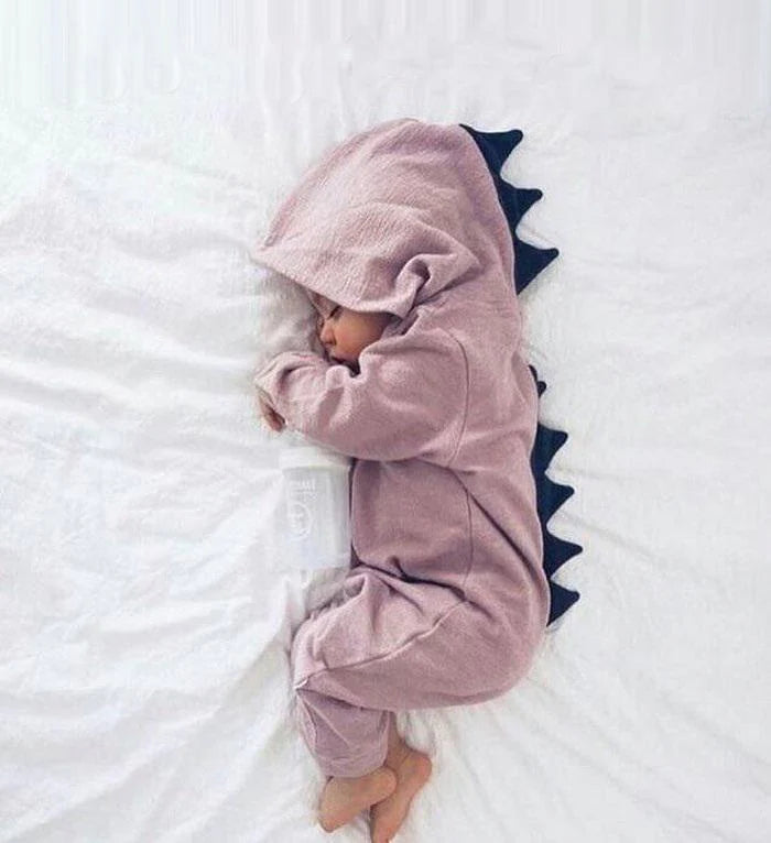 Baby Dinosaur Onesie with 3D Spikes, Cotton Blend Outfit Four Colors