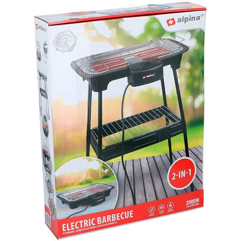Grill elektryczny Alpina 2 w 1 2000 W czarny 60x43x35 cm