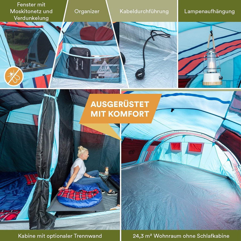 Skandika Gotland 6 Protect namiot tunelowy | Namiot rodzinny dla 6 osób z wszytą podłogą, z technologią Sleeper/bez, wodoszczelny, rozkładana kabina | namiot kempingowy