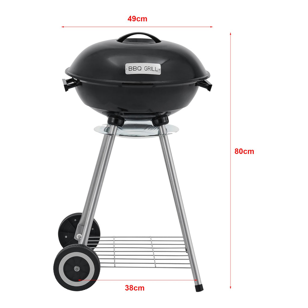 Barbacoa Redonda De Carbón Apricena Con Tapa 80x49x47cm - Czarny [casa.pro]