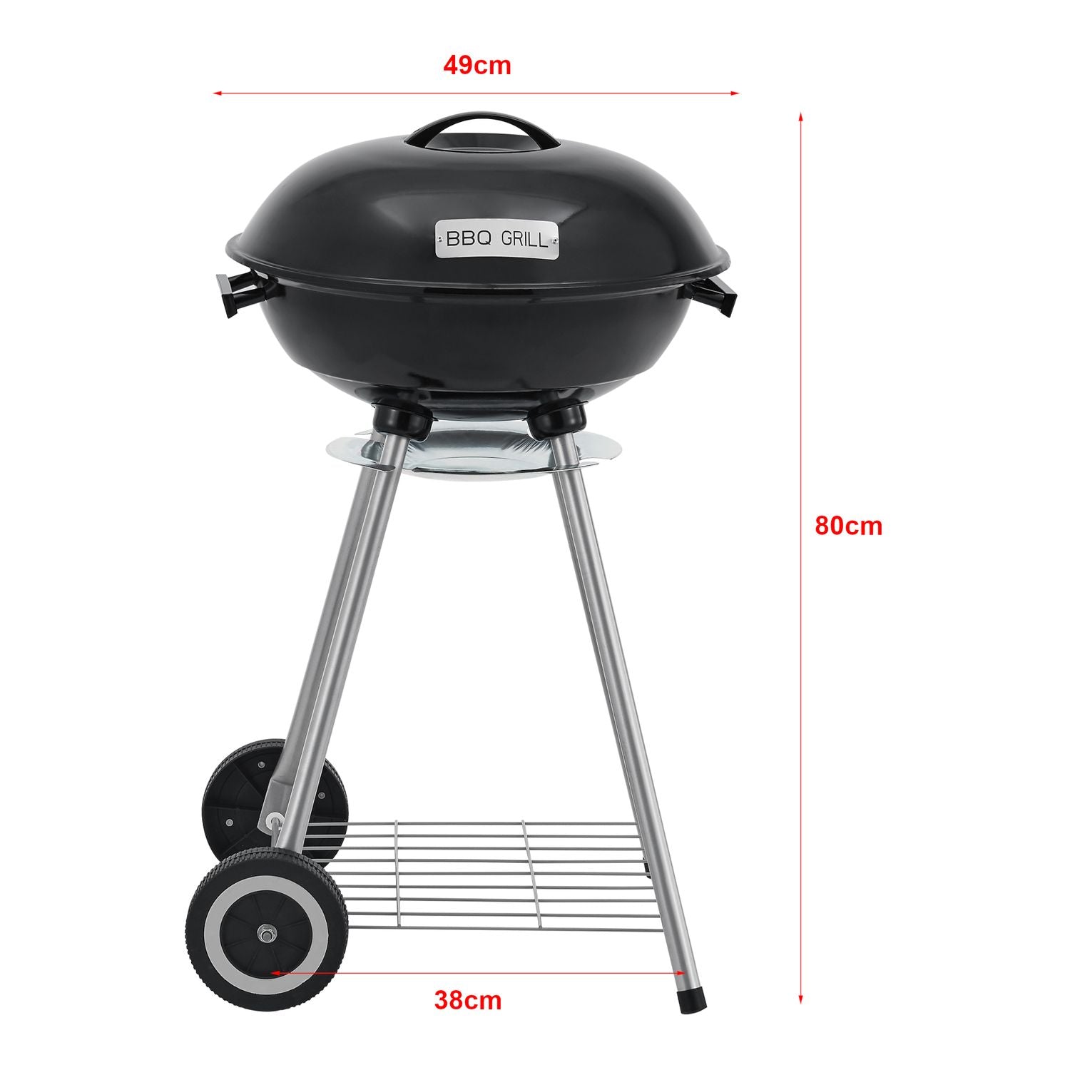 Barbacoa Redonda De Carbón Apricena Con Tapa 80x49x47cm - Czarny [casa.pro]
