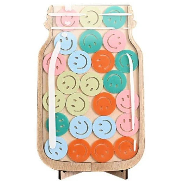 Wooden Reward Jar with Acrylic Glass for Task Tracking and Motivation