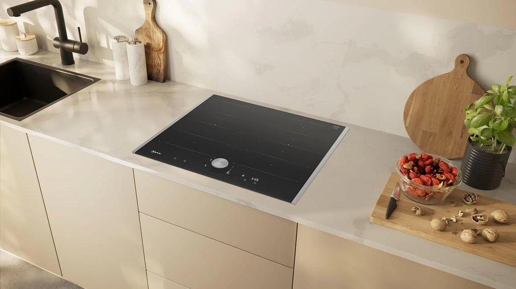 NEFF T66TTX4L0 płyta indukcyjna N90, samowystarczalna płyta grzewcza ze szkła ceramicznego o szerokości 60 cm, Twist Pad, Flex Induction, Home Connect, Smart Hood Automatic, przylegająca, czarna
