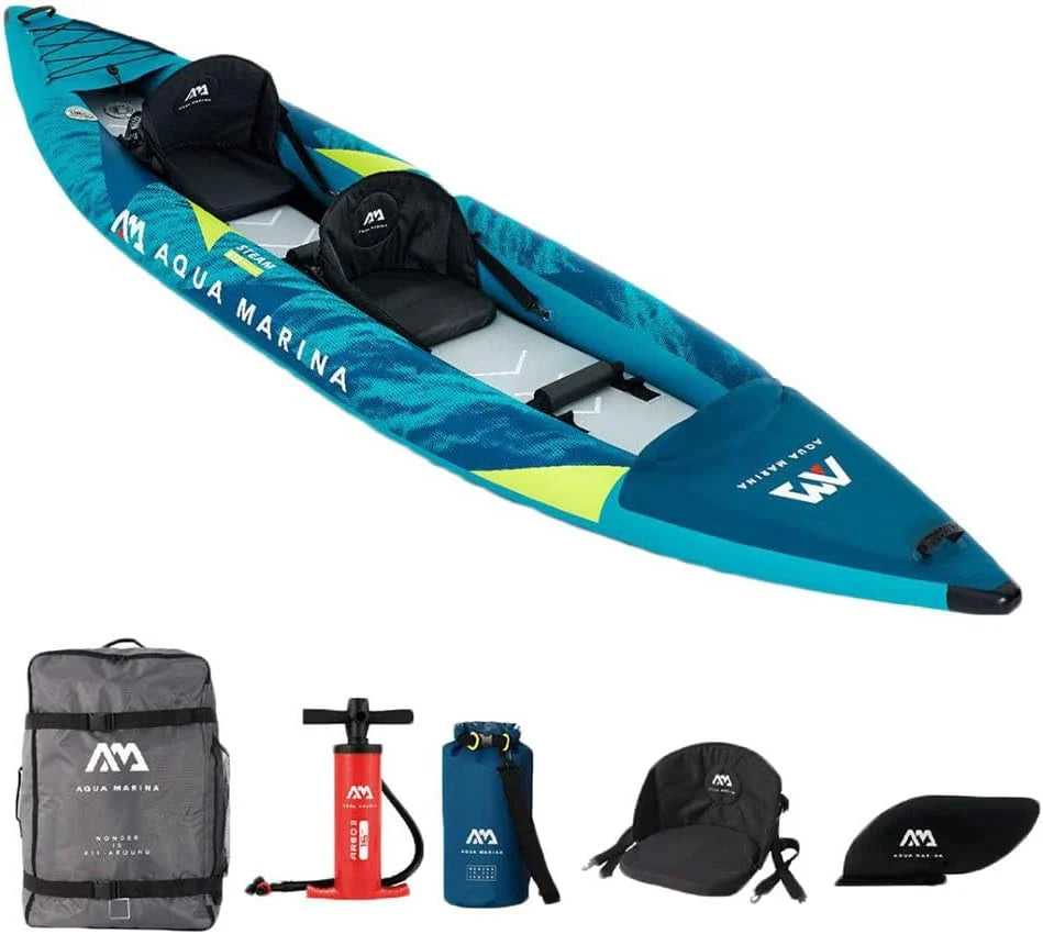 Aqua Marina Steam-412 profesjonalny zestaw kajakowy dla 2 osób, długość 412 cm, niebieski, 2022