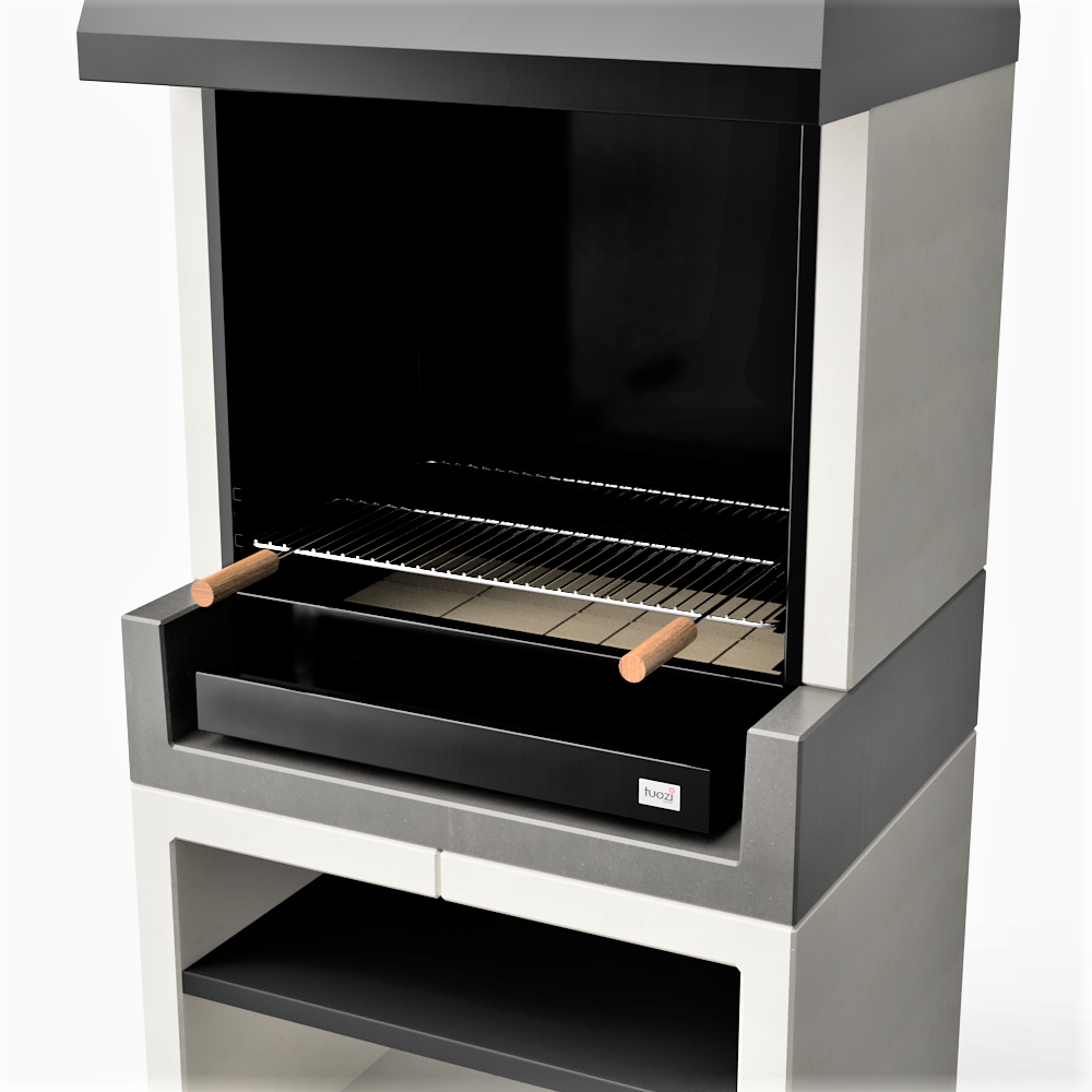 Tuozi - Wbudowany grill na drewno i węgiel drzewny, model Kitaway Otte (szary/biały - 84 x 63 x 206 cm) Nr ref.: T00170