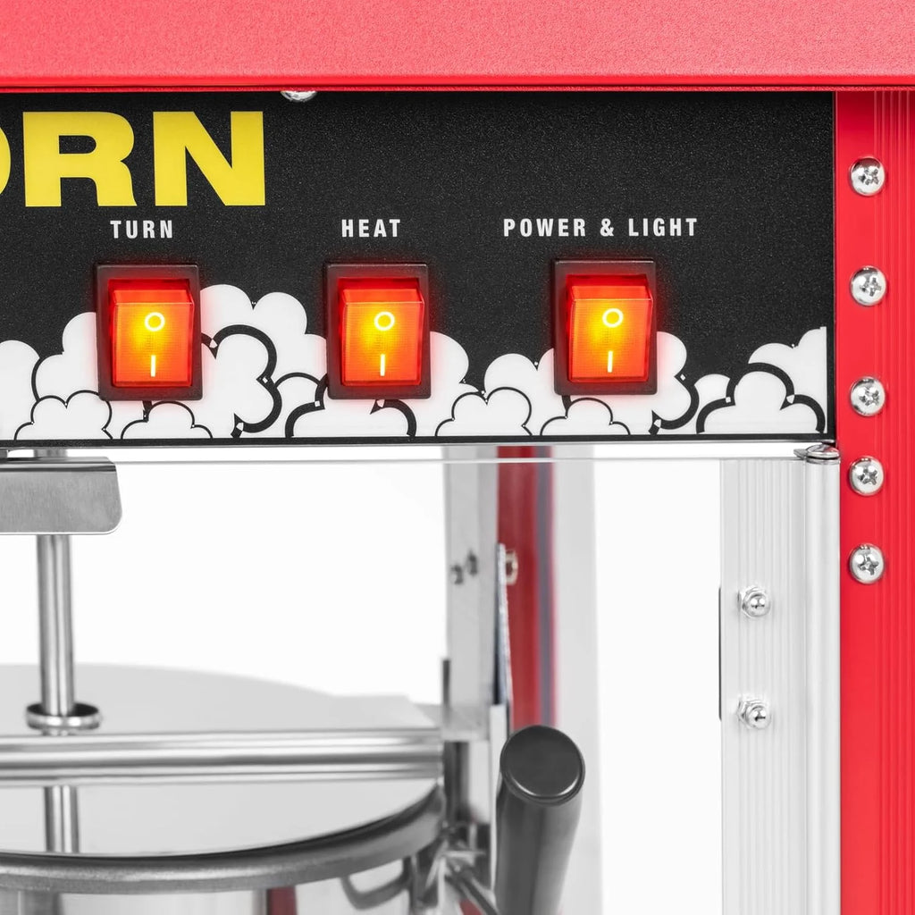 Royal Catering Maszyna do popcornu retro RCPS-14 profesjonalna maszyna do popcornu, 1495 W, z cyklem roboczym, moc robocza 120 s, 5 kg/h, pow?oka garnkowa teflonowa