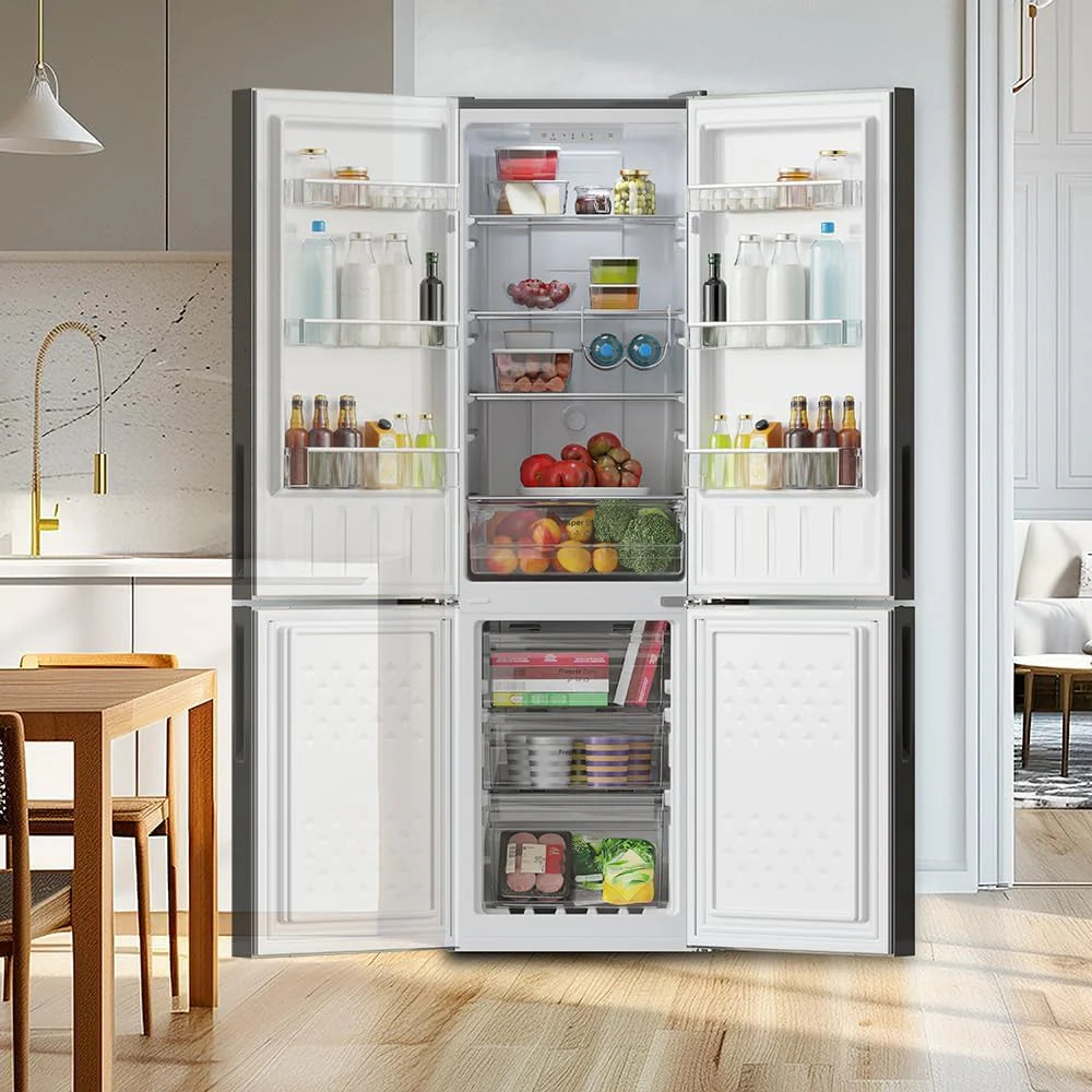 Cecotec Lodówka kombi Bolero CoolMarket Combi 250 Grey Glass E. Klasa energetyczna E lodówka z szarym szkłem 180 x 55 cm, 250 l, No Frost, Multi Air Flow, szybkie chłodzenie.