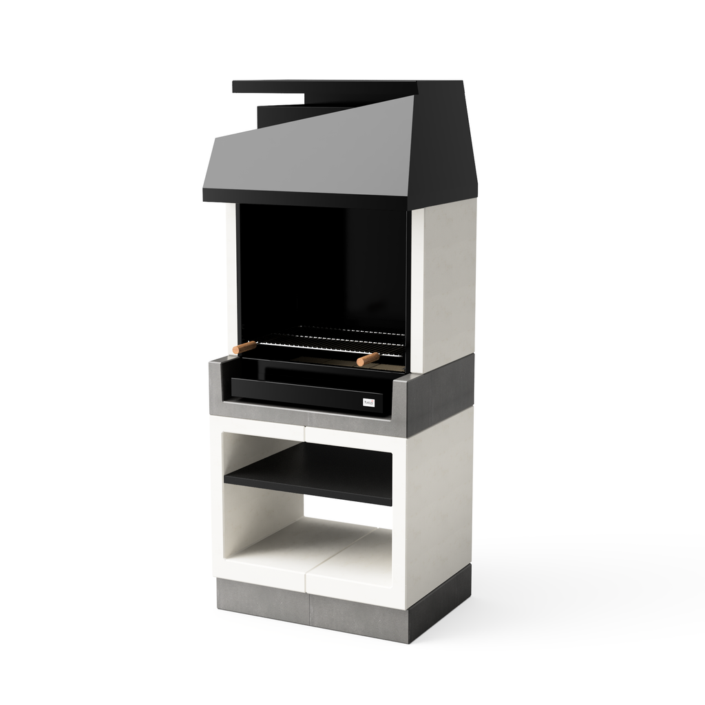 Tuozi - Wbudowany grill na drewno i węgiel drzewny, model Kitaway Otte (szary/biały - 84 x 63 x 206 cm) Nr ref.: T00170