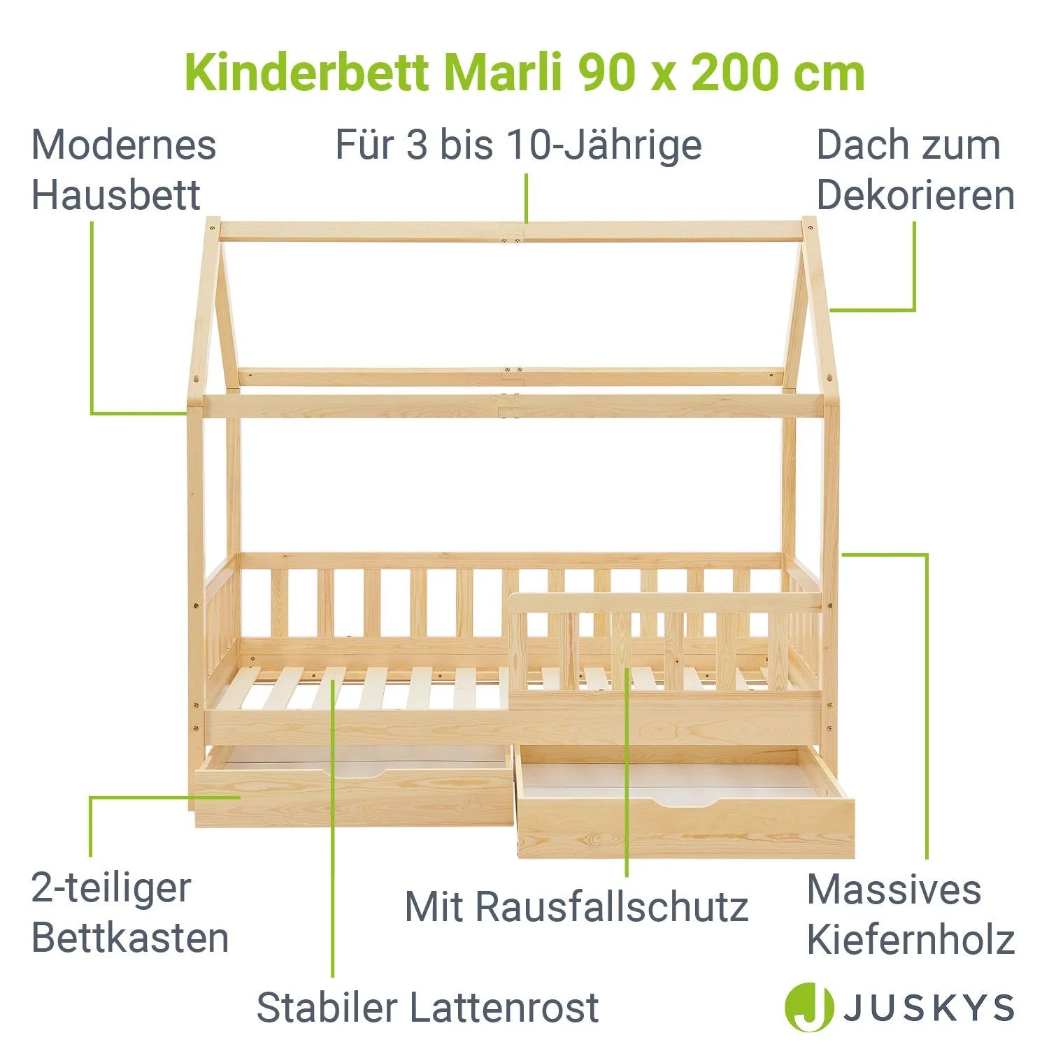 2026 Łóżko dziecięce Marli 90 x 200 cm z szufladami