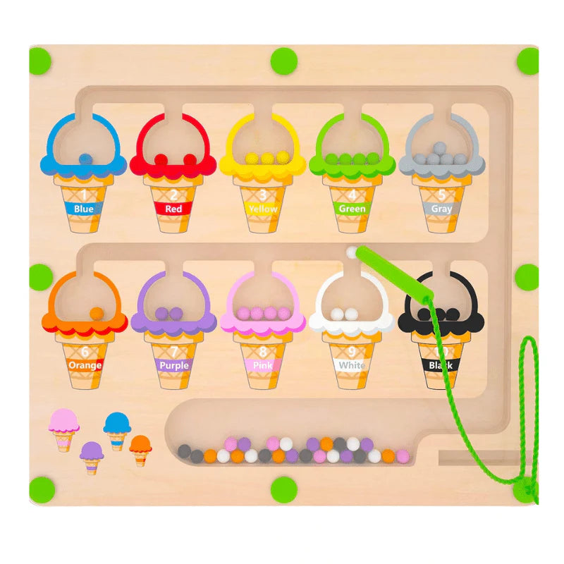 Montessori Magnetic Color & Number Maze Board, Ages 3–6