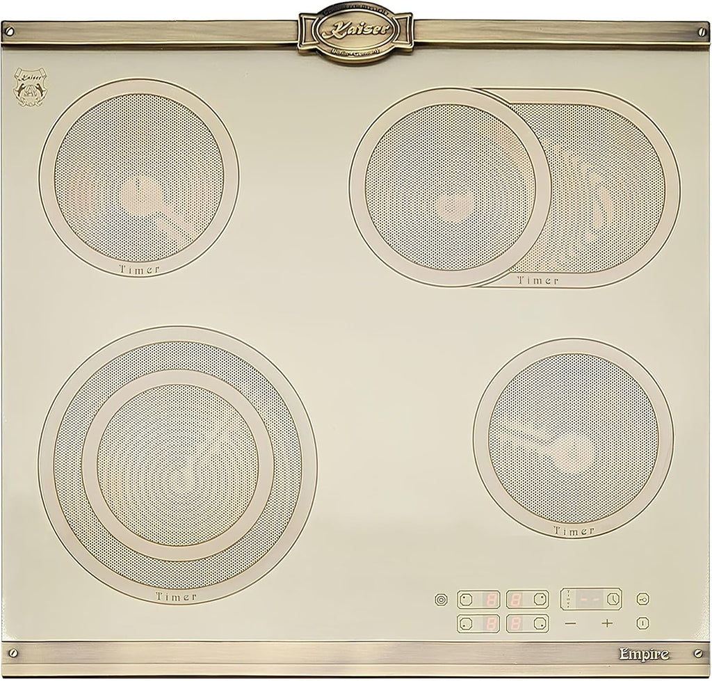 Kaiser Empire KCT 6185 ElfEm · niezależna elektryczna płyta kuchenna High-Light 60 cm · płyta ze szkła ceramicznego 4 palniki · styl retro · sterowanie dotykowe · strefa dwuokręgowa i do pieczenia
